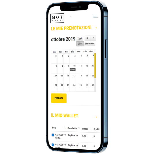 App per palestre Mot studios - by PurpleSoft