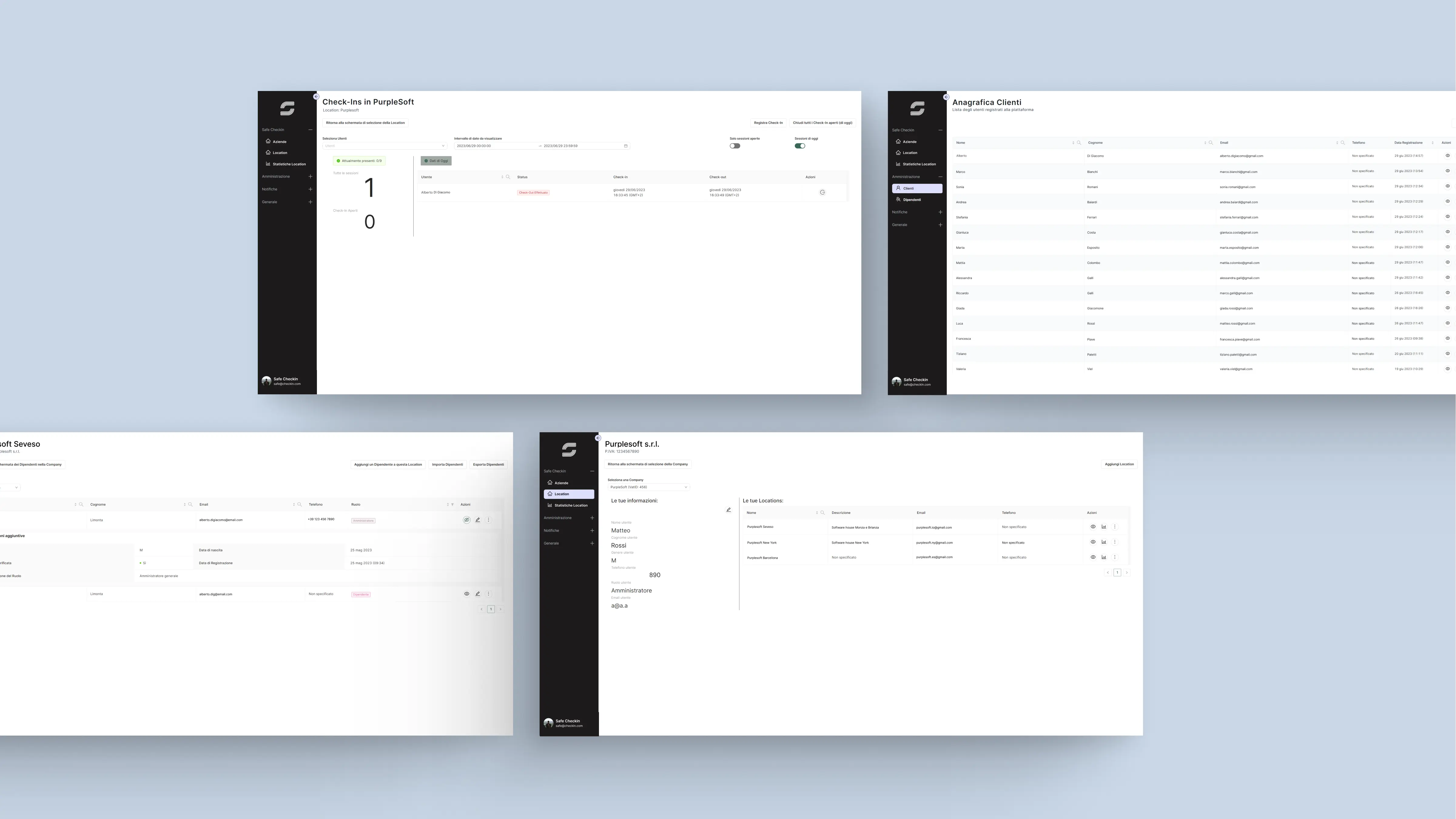 Safe Check-In Product - PurpleSoft 4 Backend Safe Check In