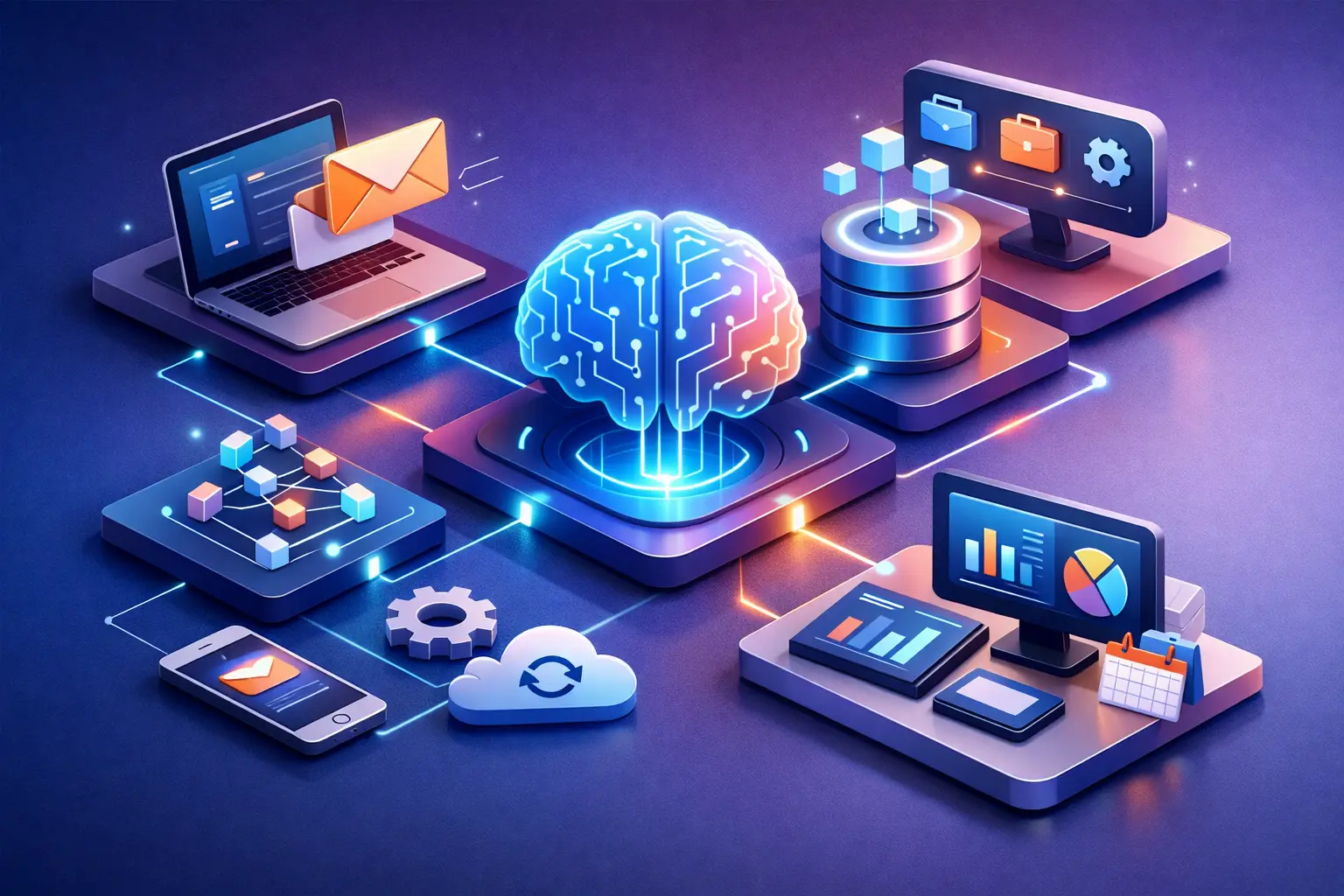 AI integrata con email, database, API e strumenti aziendali